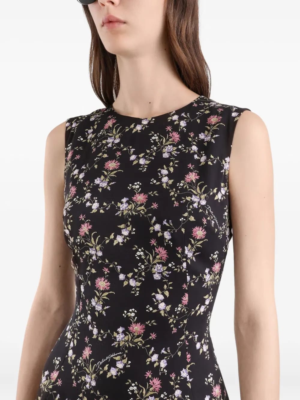 floral sleeveless midi dress