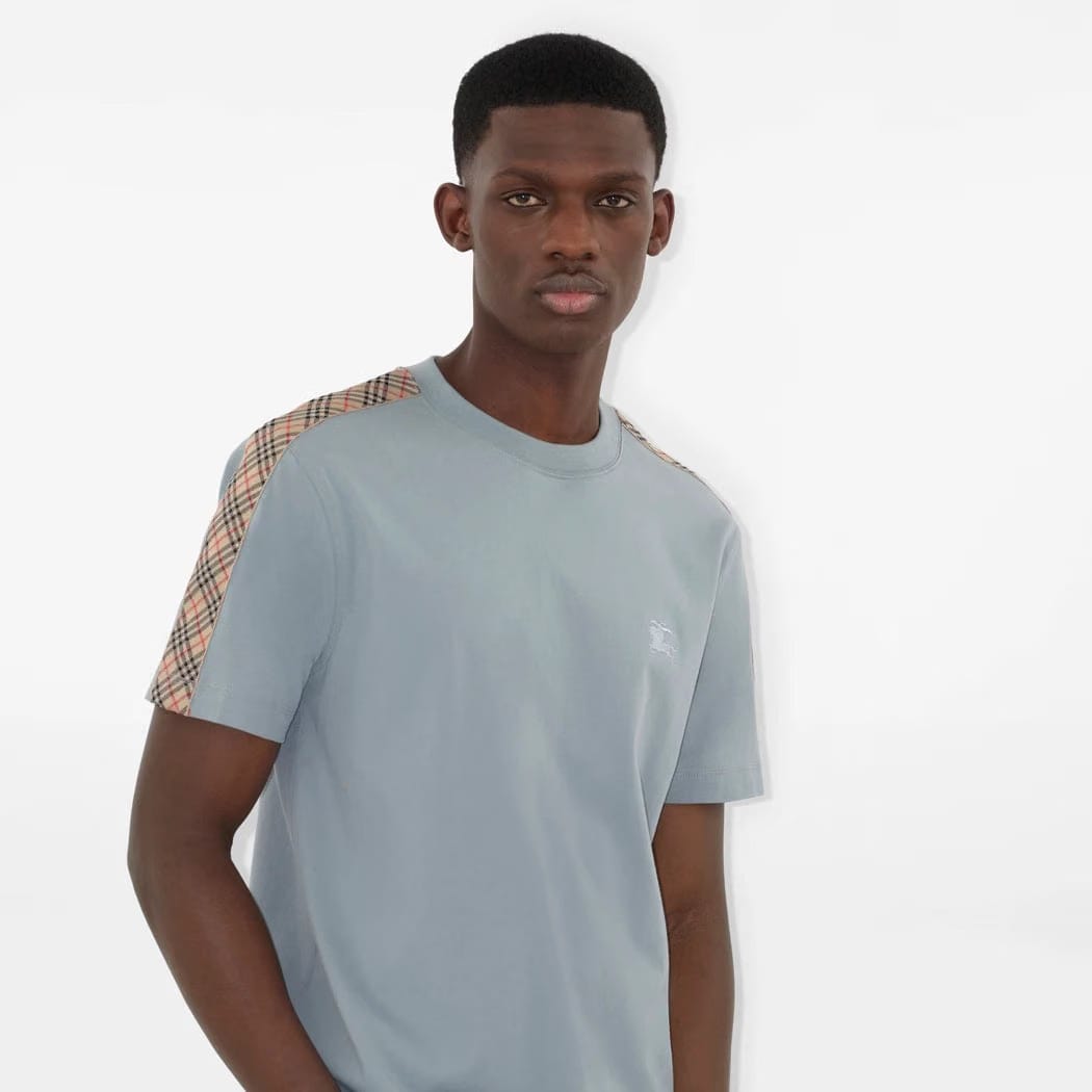 Check Trim Cotton T-shirt