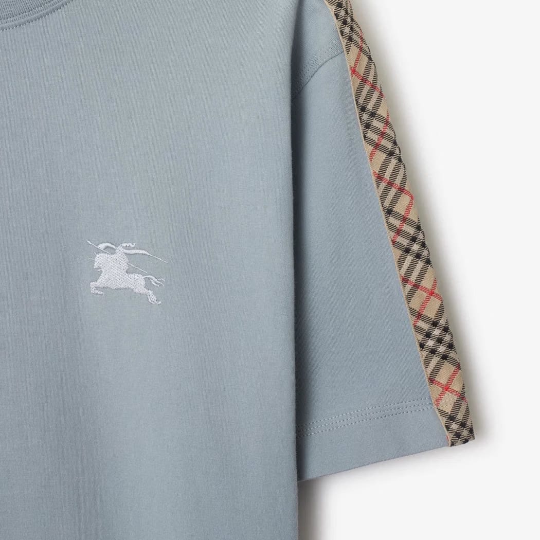 Check Trim Cotton T-shirt