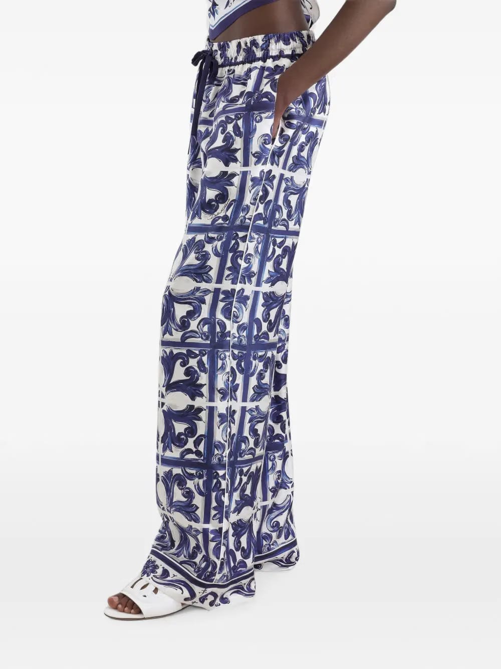 paisley-print elasticated-waist trousers