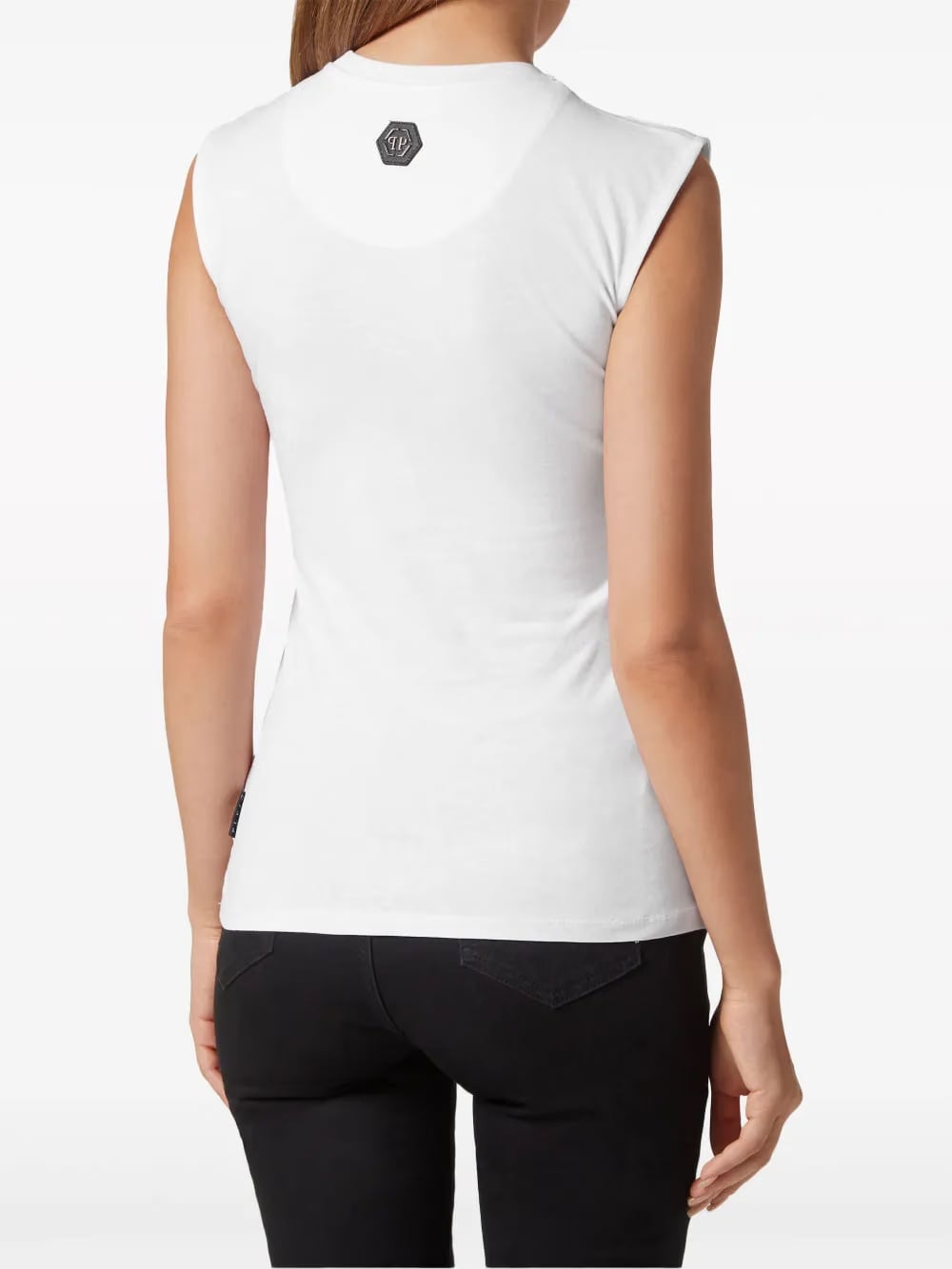 crystal-embellished cotton tank top