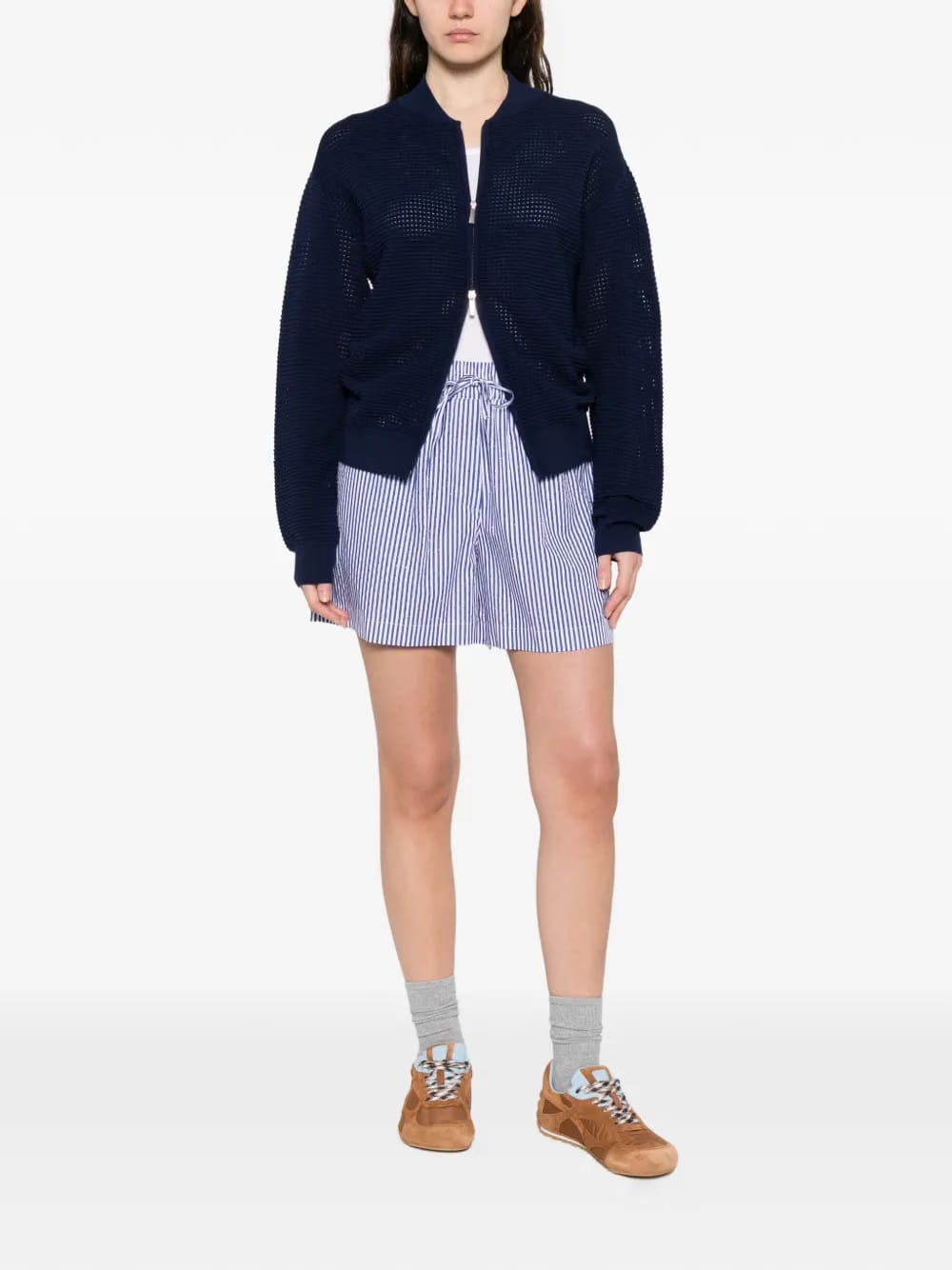 striped drawstring shorts