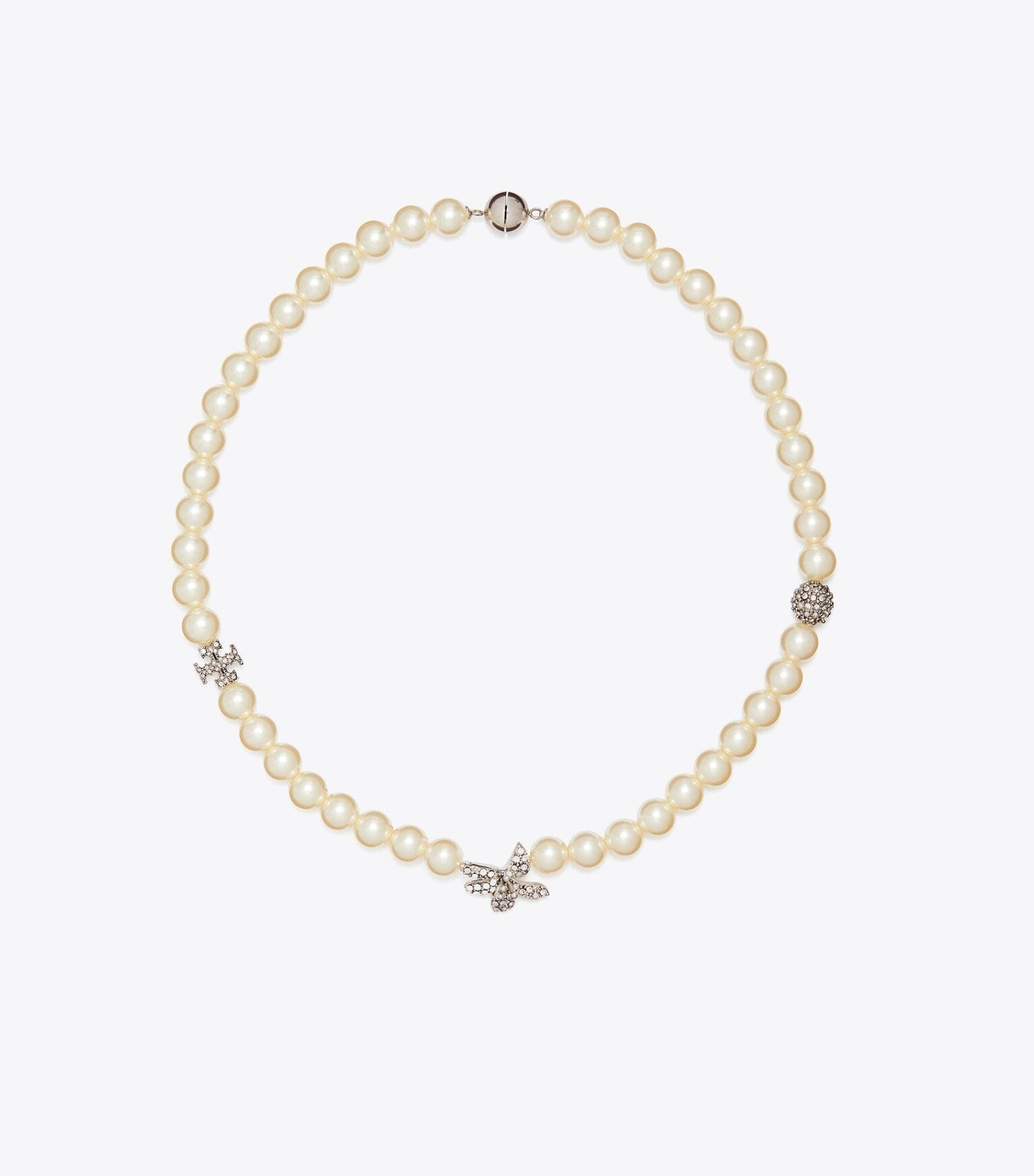 Moondance Pavé Flower Pearl Necklace