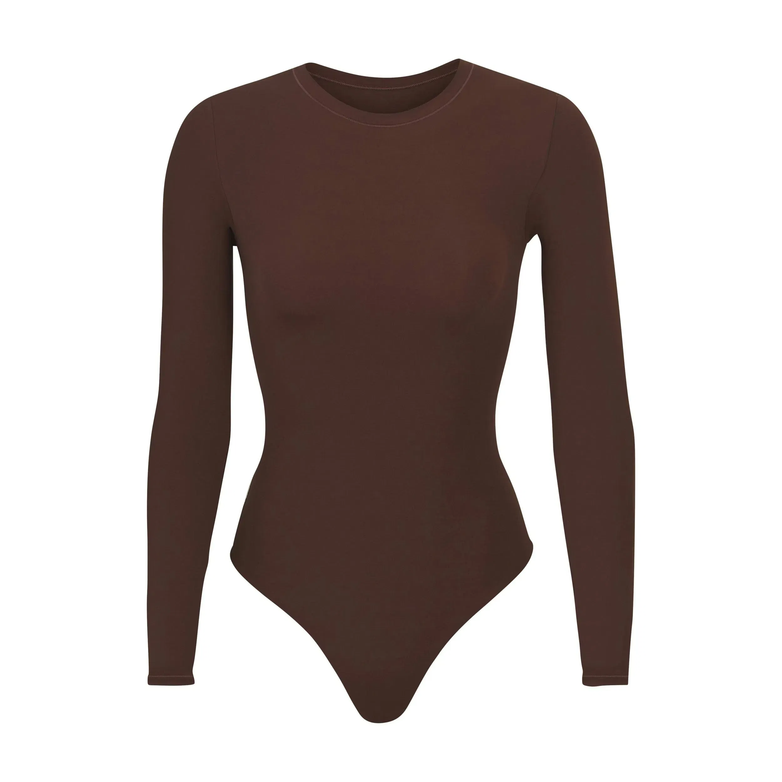 SKIMS FITS EVERYBODY LONG SLEEVE CREW NECK BODYSUIT COCOA