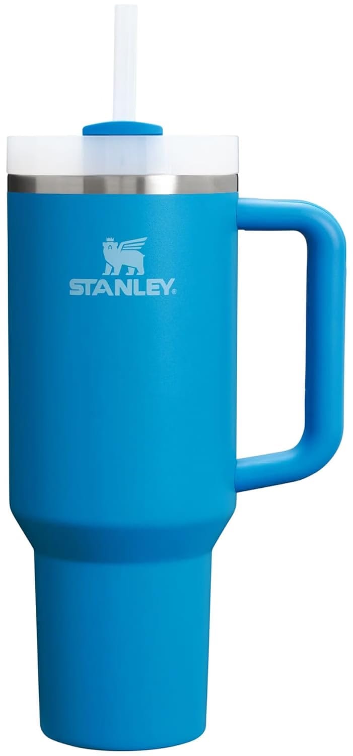Stanley Quencher H2.0 Tumbler with Handle and Straw 40 oz Flowstate 3-Position Lid Cup Holder Compatible for Travel Insulated Stainless Steel Cup BPA-Free Azure