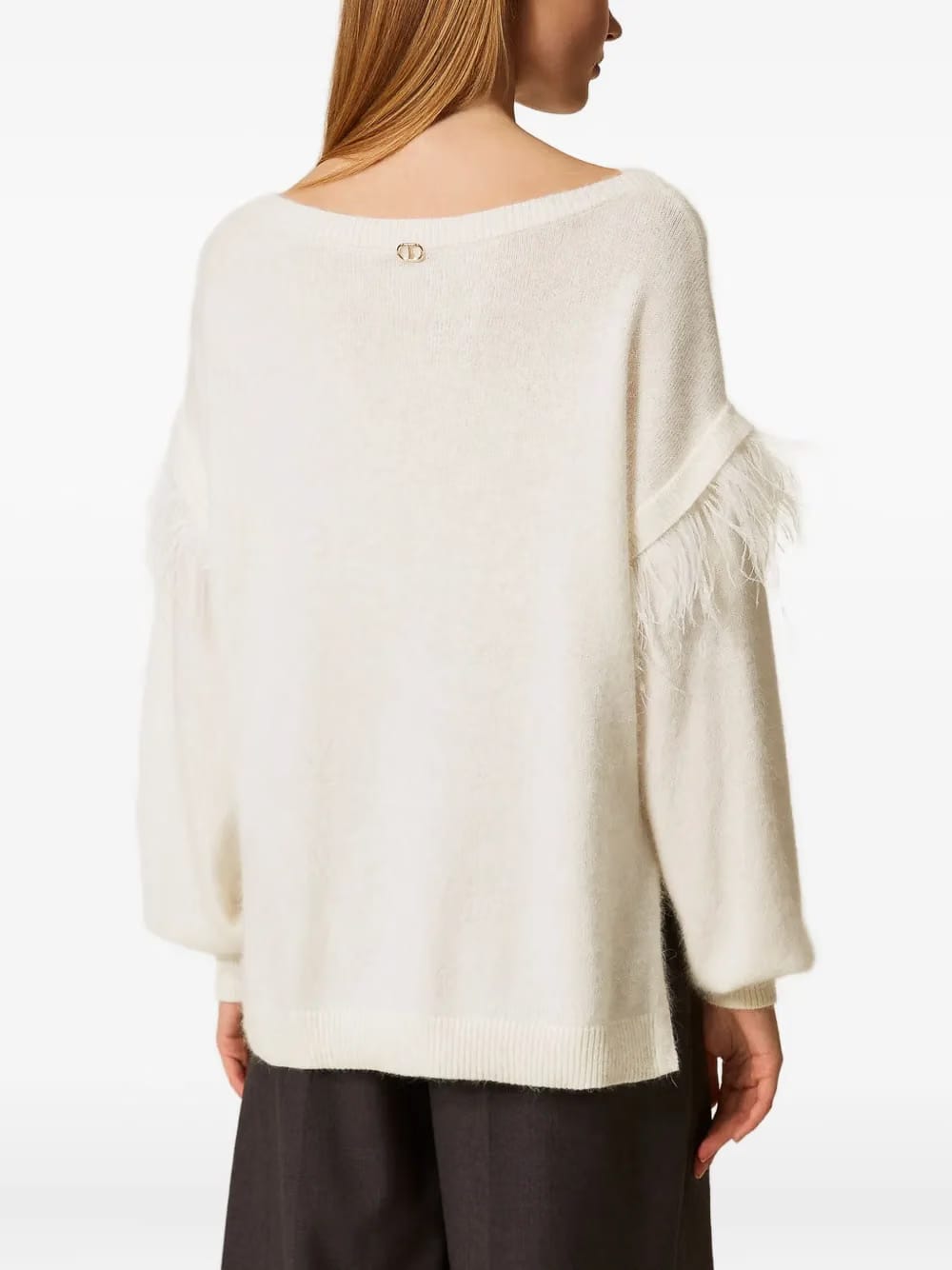 feather-trim sweater