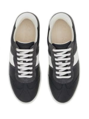 logo-embossed leather sneakers