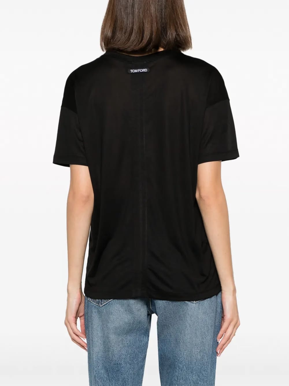 logo-print silk T-Shirt