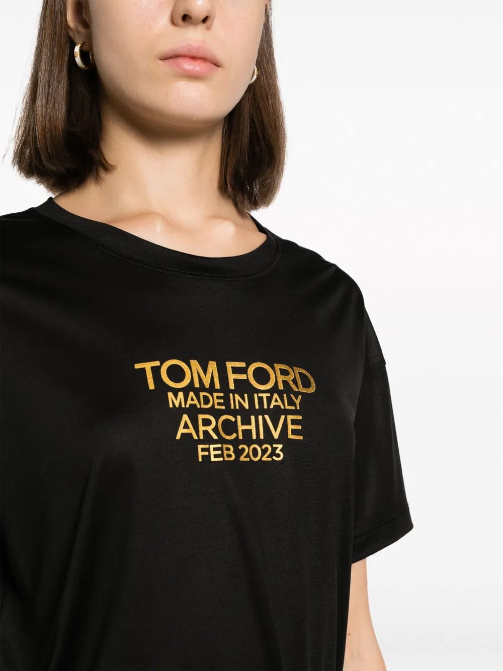 logo-print silk T-Shirt