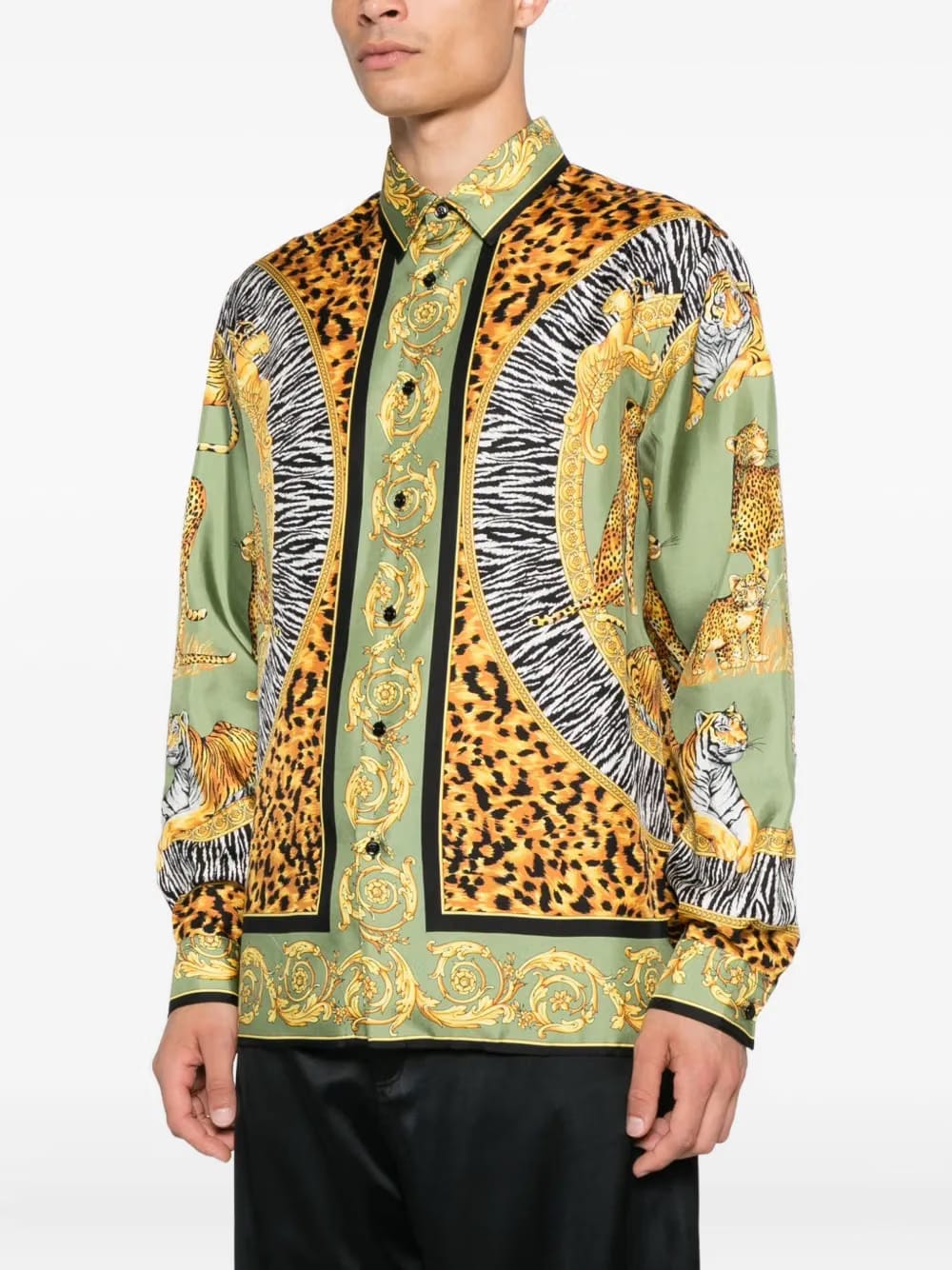 mix-print shirt