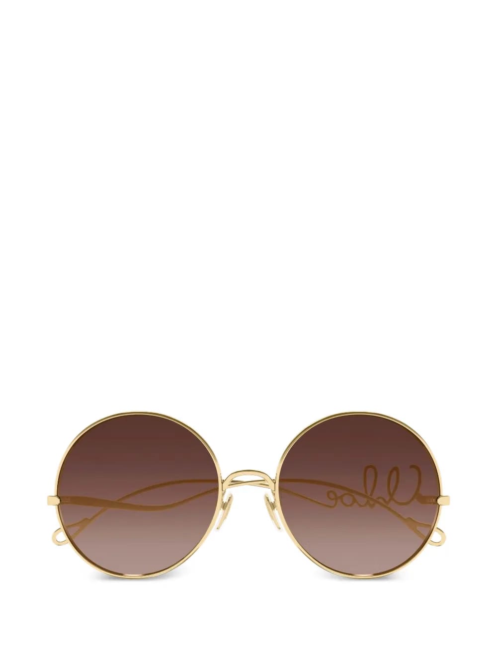 CHLOE OVERSIZED CIRCLE BROWN GRAD LENS METAL SUNGLASSES