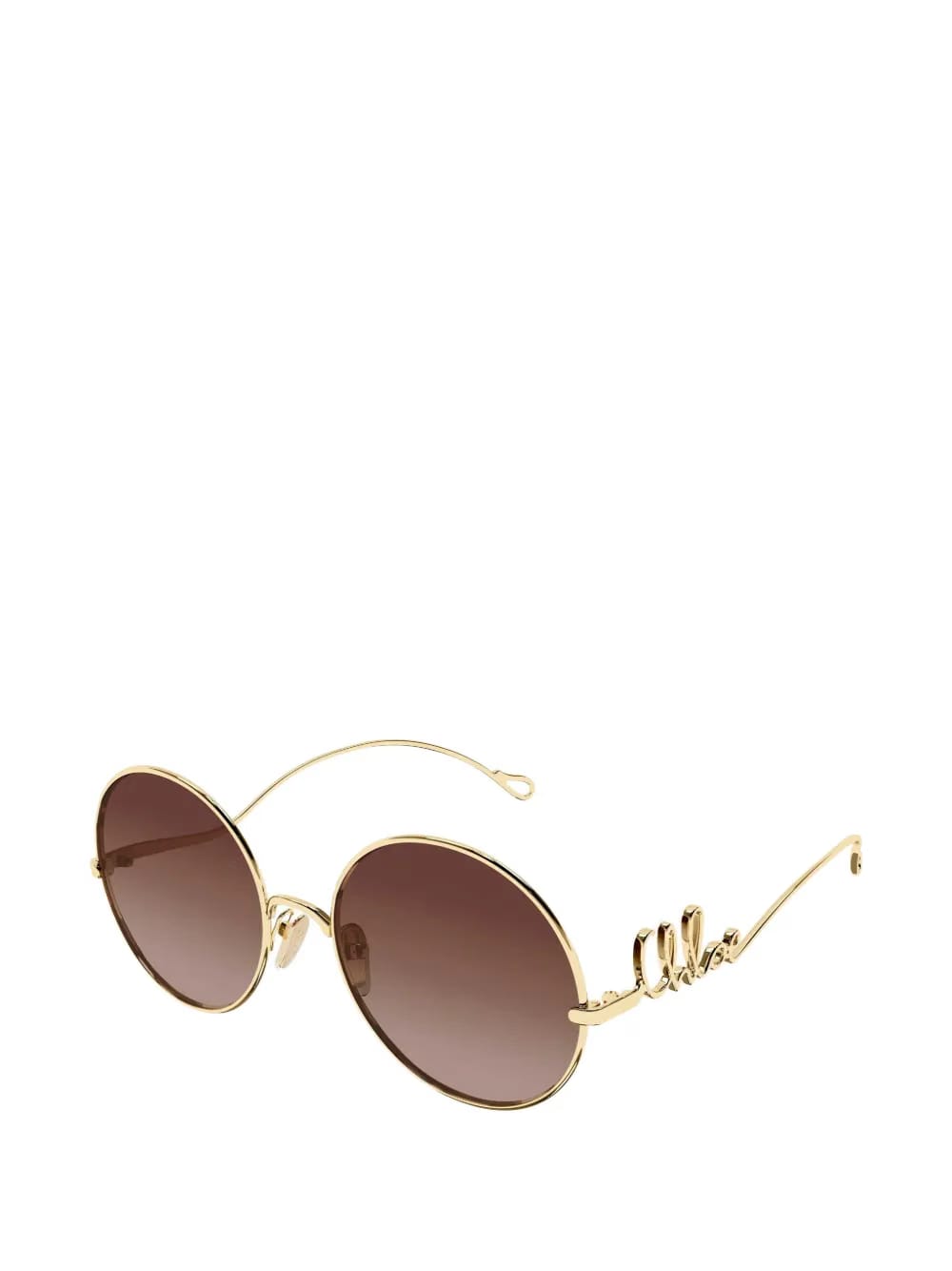 CHLOE OVERSIZED CIRCLE BROWN GRAD LENS METAL SUNGLASSES