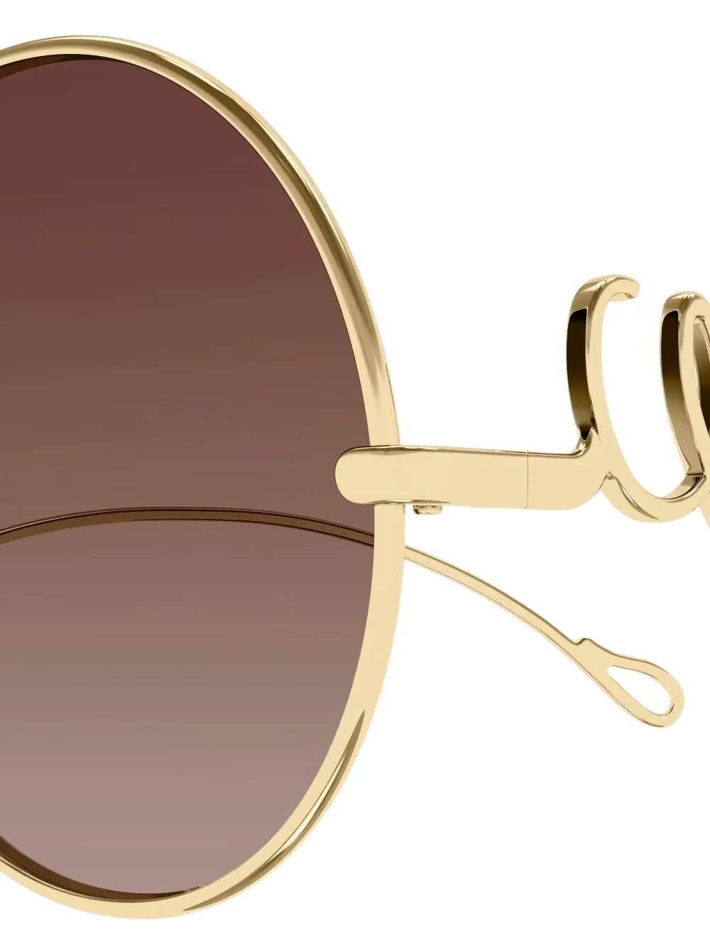 CHLOE OVERSIZED CIRCLE BROWN GRAD LENS METAL SUNGLASSES