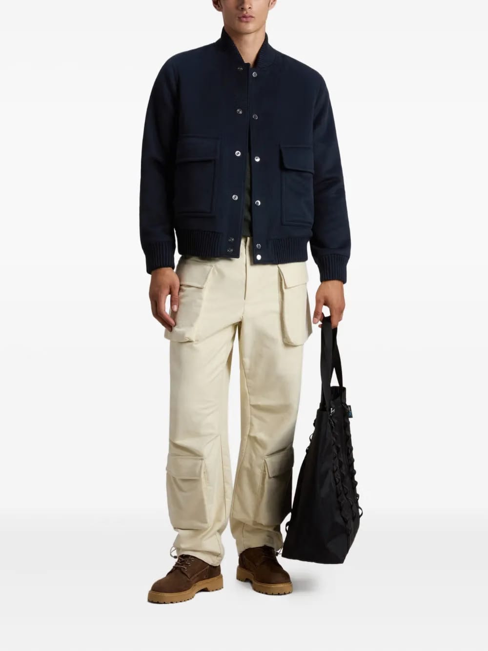 twill-weave patch-pocket bomber jacket