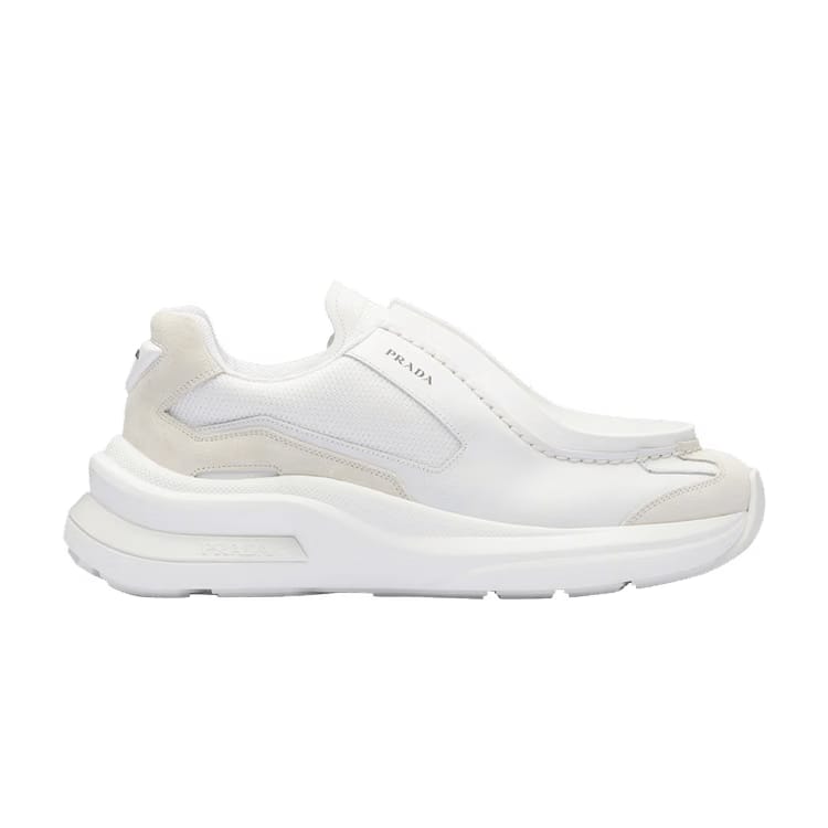 Prada Systeme Brushed Leather Sneaker White