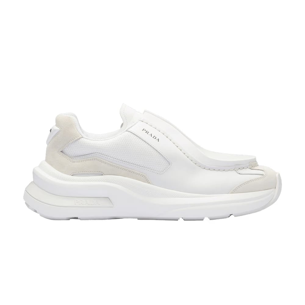 Prada Systeme Brushed Leather Sneaker White