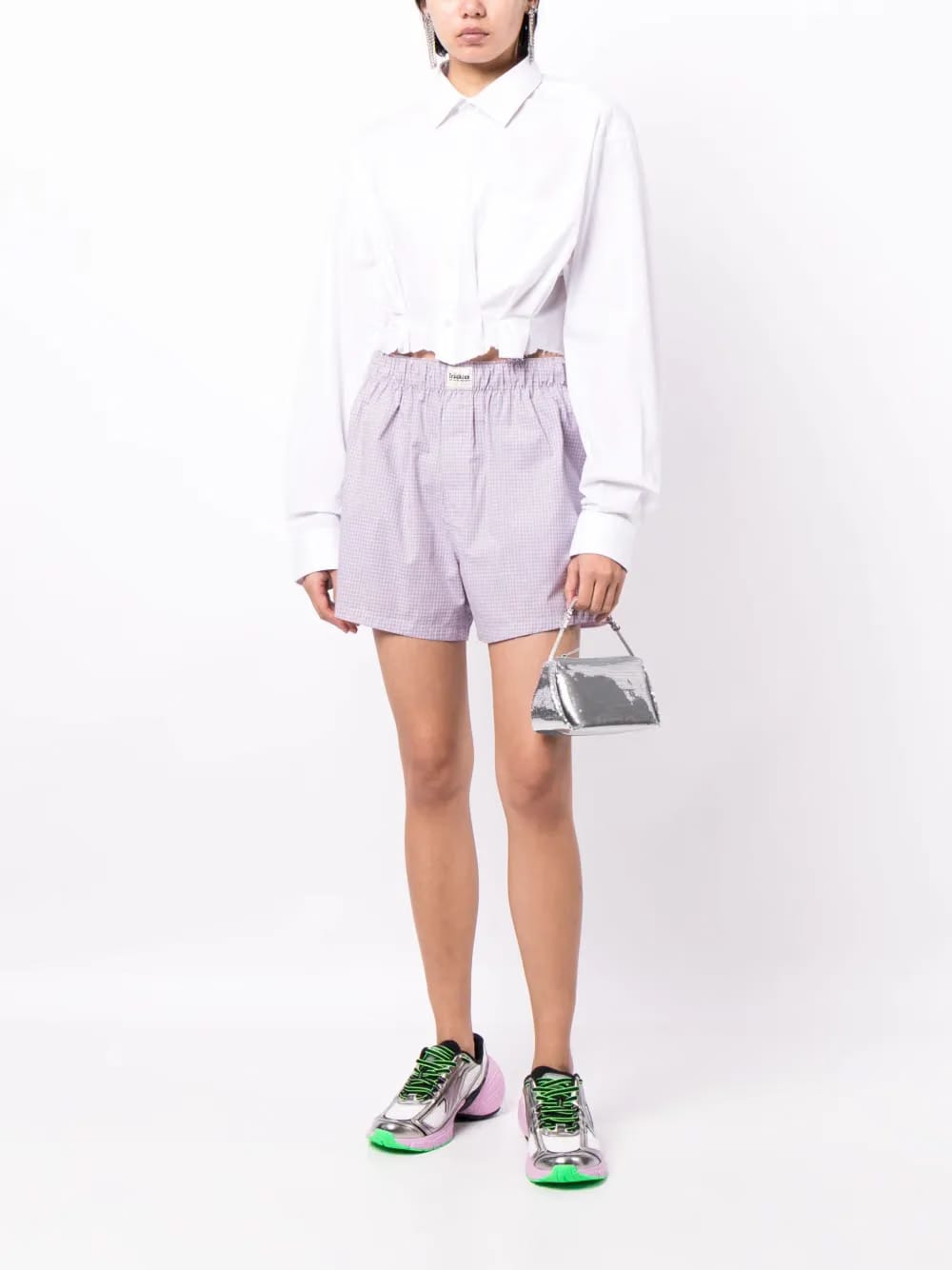 gingham-check pattern shorts