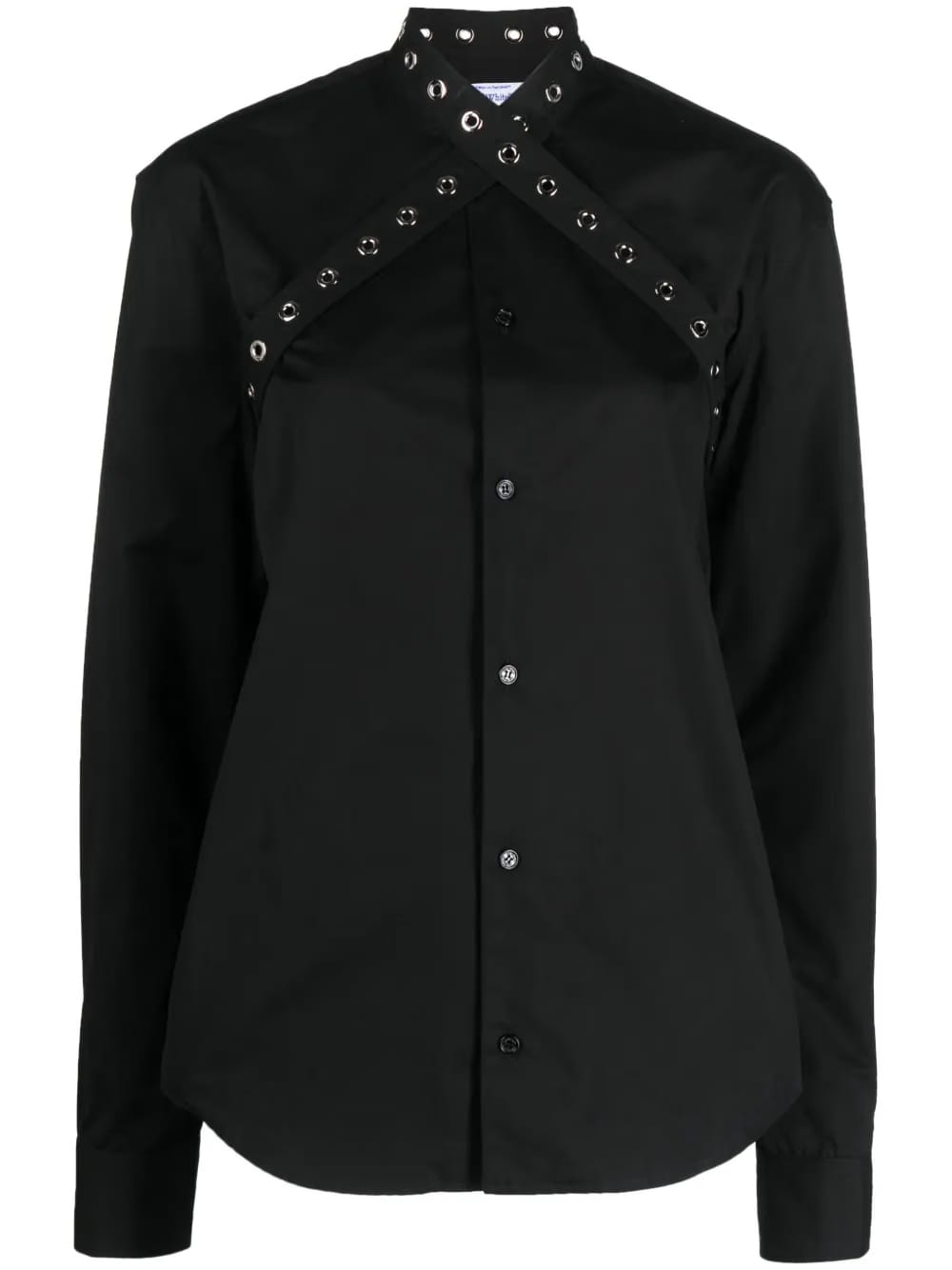 eyelet-strap cotton shirt