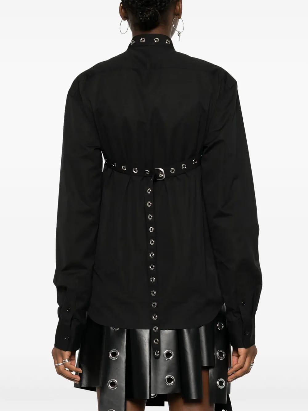 eyelet-strap cotton shirt