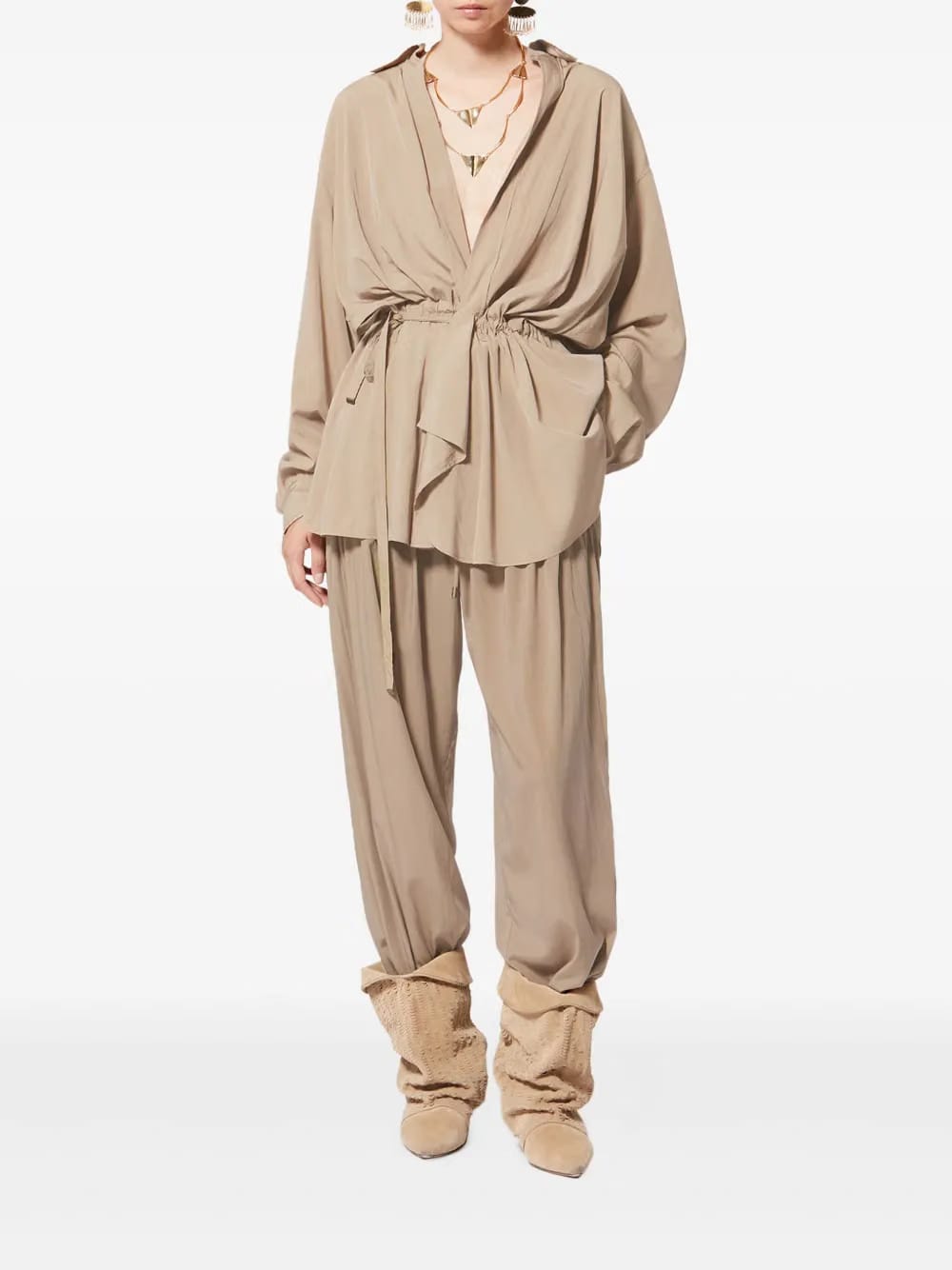x Inaya drawstring button trousers
