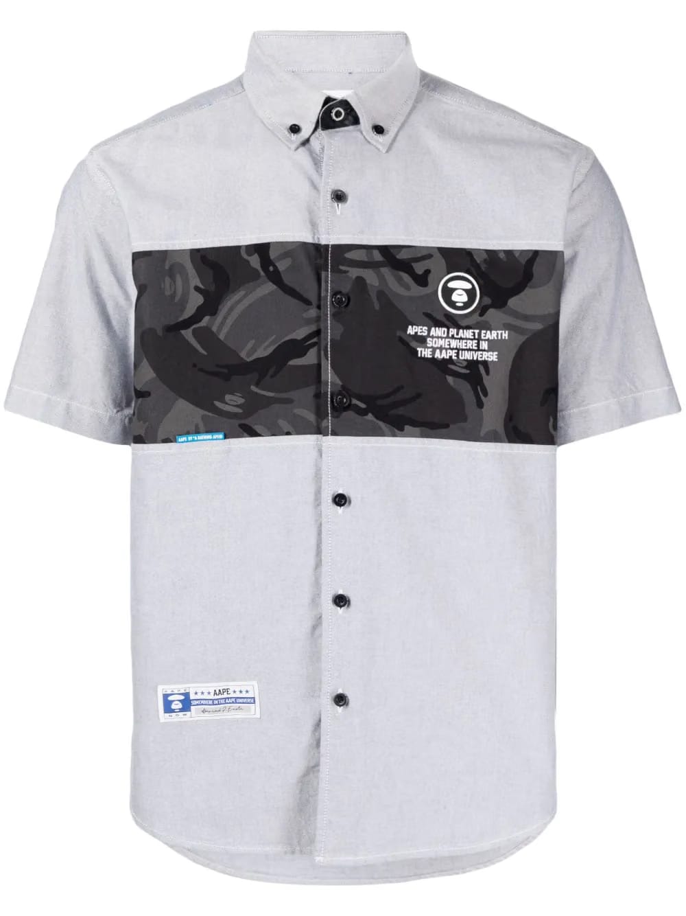 camouflage-print logo-patch shirt