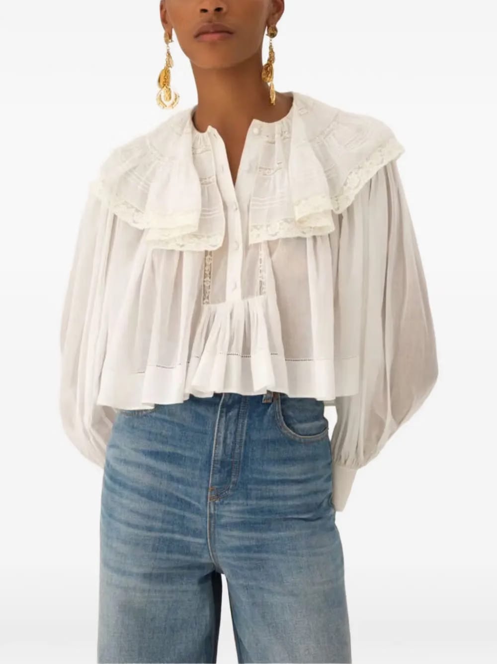 ruffled lace blouse