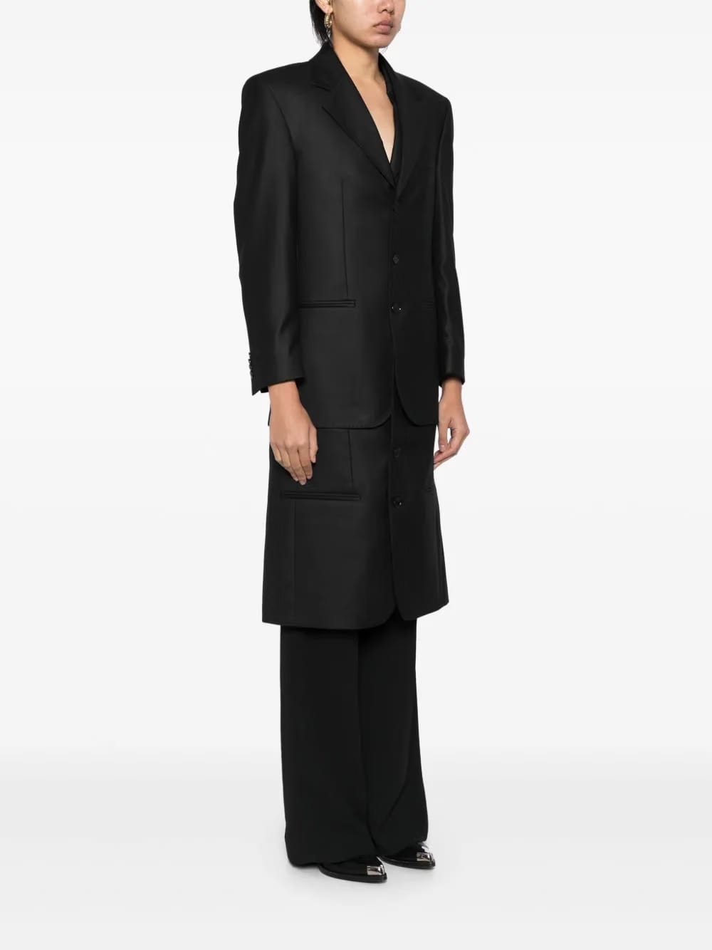 layered single-breasted coat