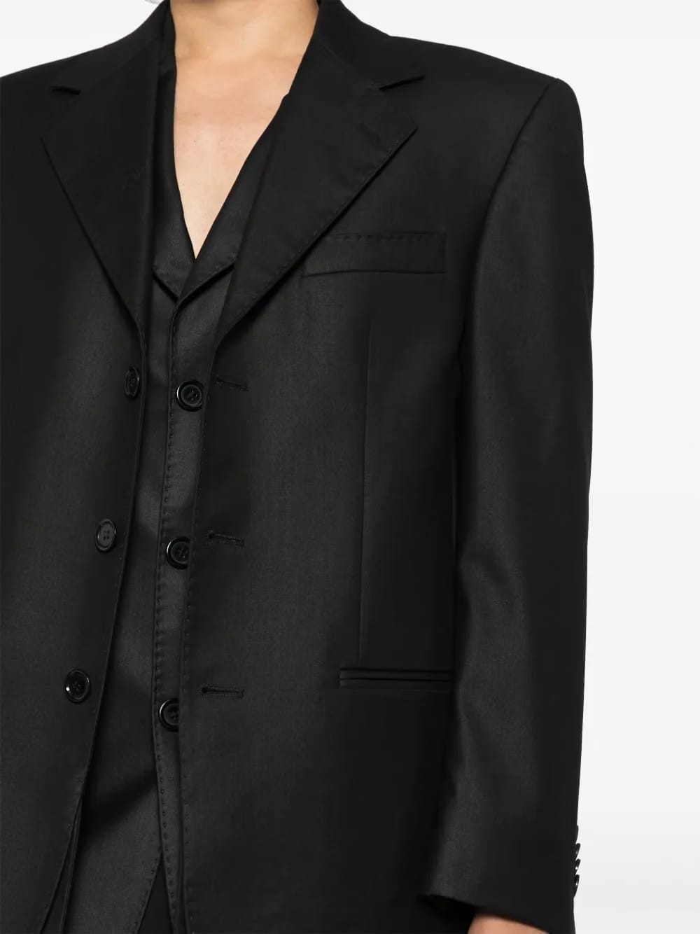 layered single-breasted coat