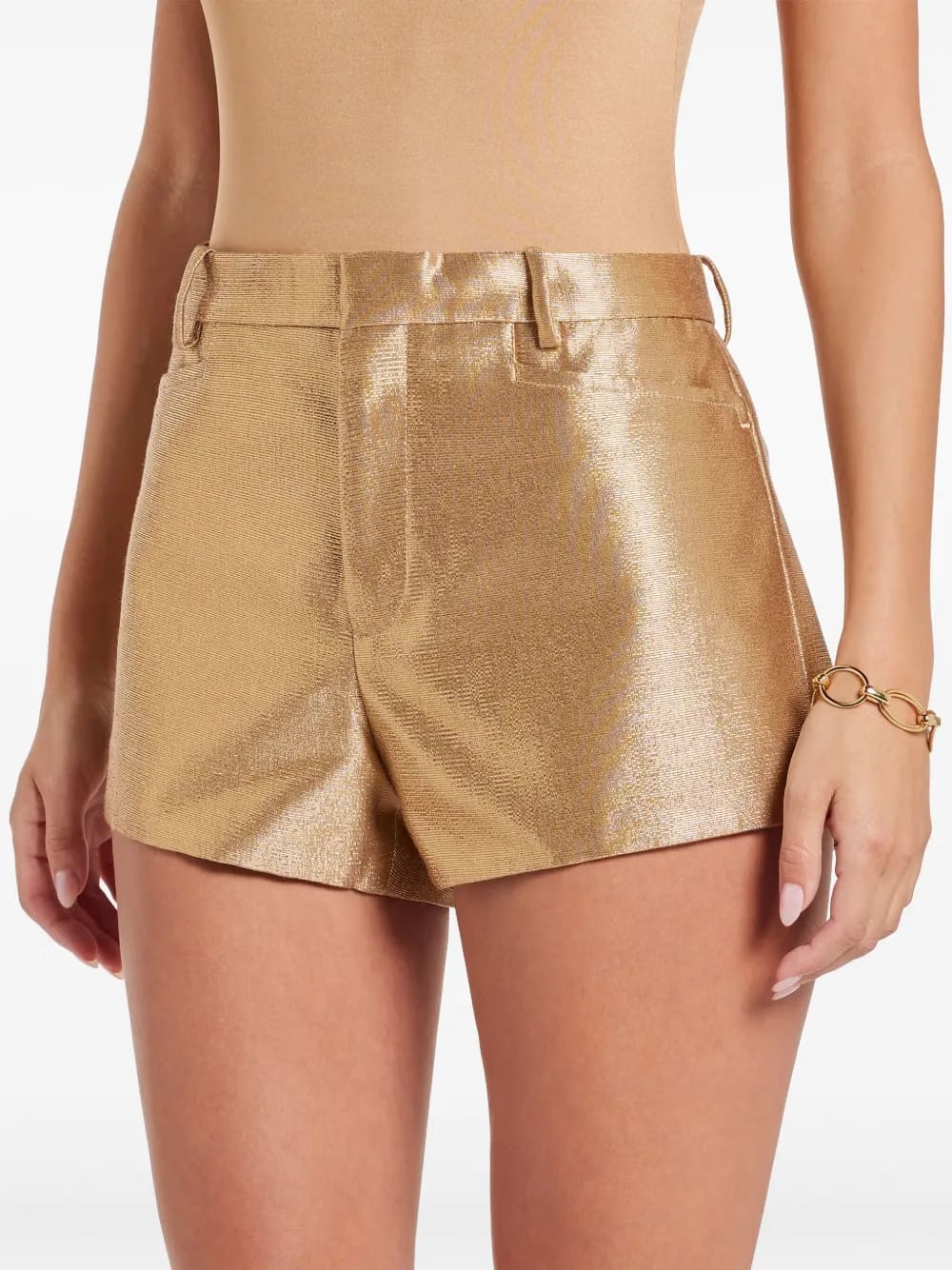 lurex-detail high-waisted shorts