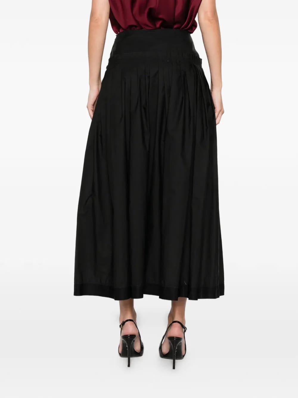 pleated basque midi skirt