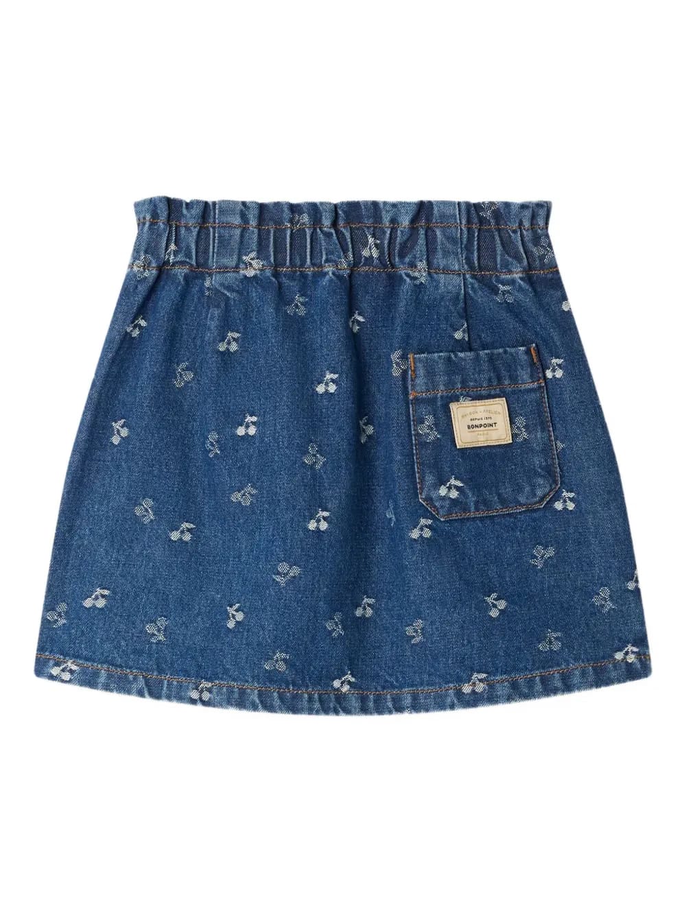cherry-print elastic-waist skirt