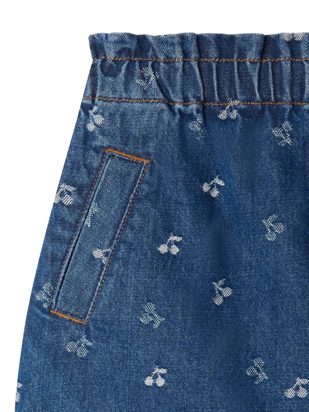 cherry-print elastic-waist skirt