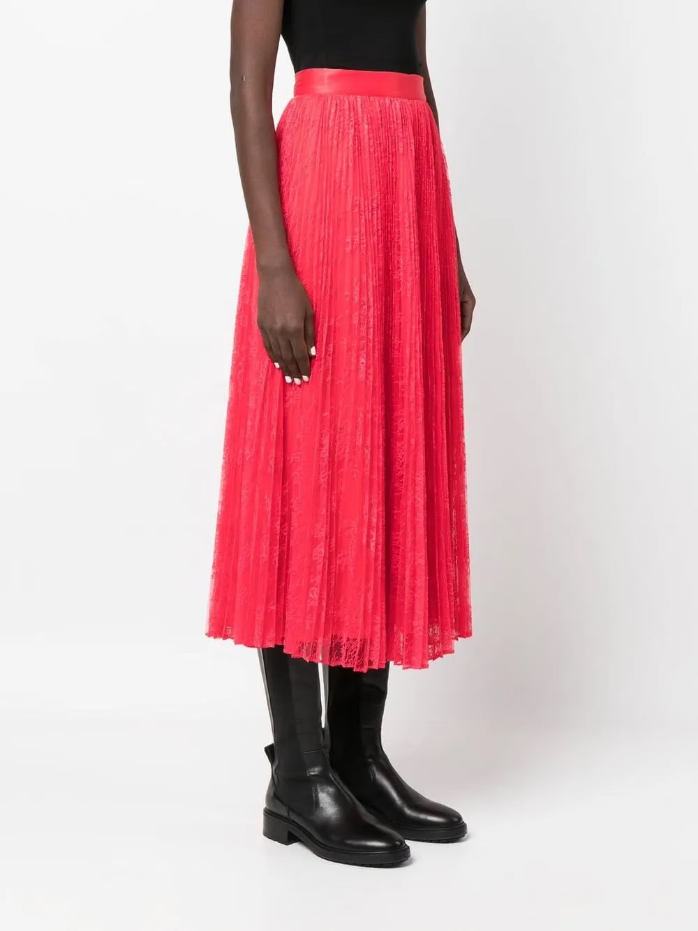 lace-trim pleated skirt
