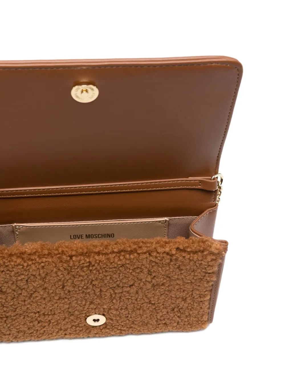 shearling chain-strap cross body bag
