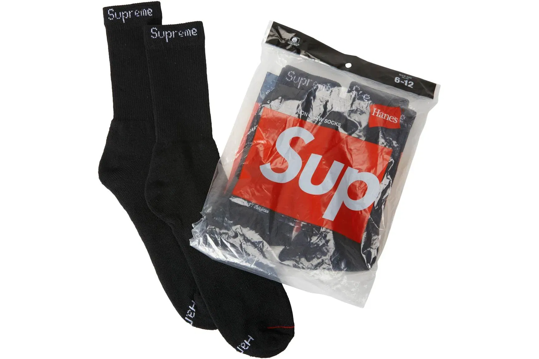 Supreme x Hanes Crew Socks (4 Pack) Black
