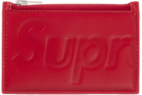 Supreme Leather Zip Card Holder Red