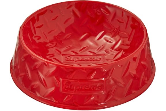 Supreme Diamond Plate Dog Bowl Red