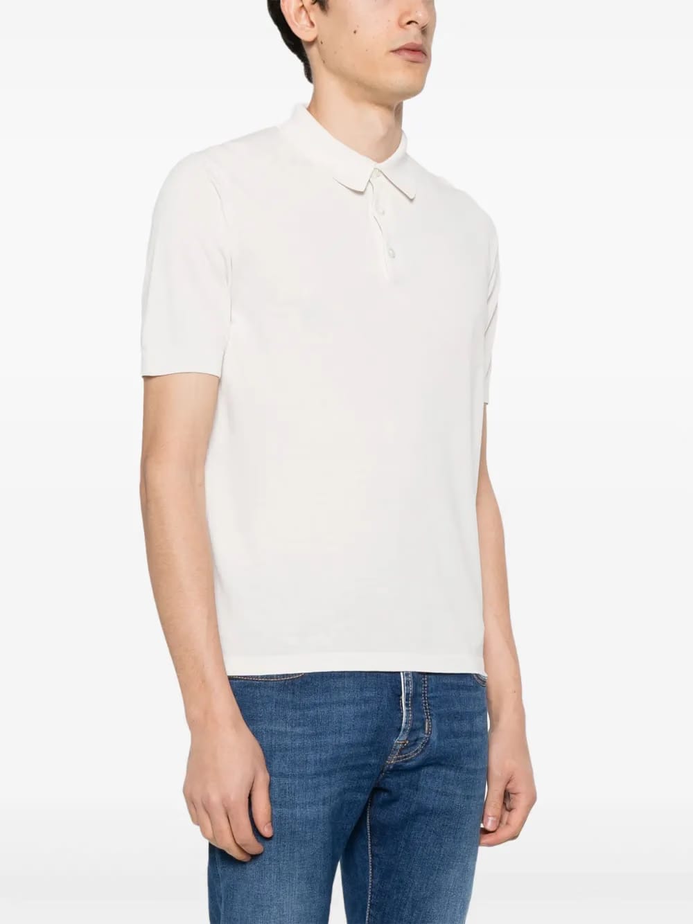 fine-ribbed cotton polo shirt