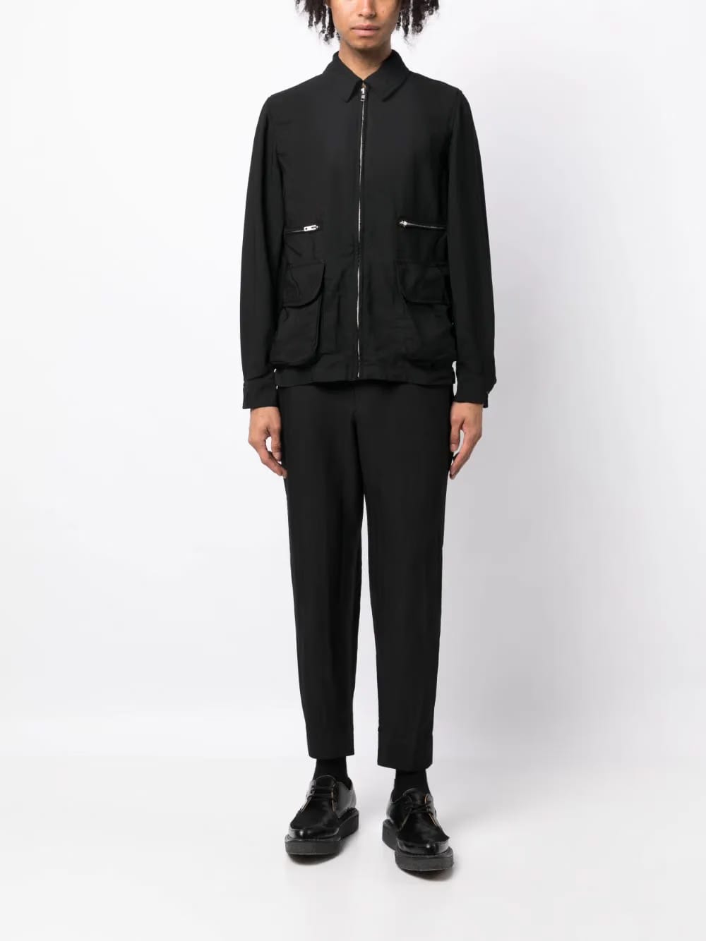 chevron-pattern tapered trousers