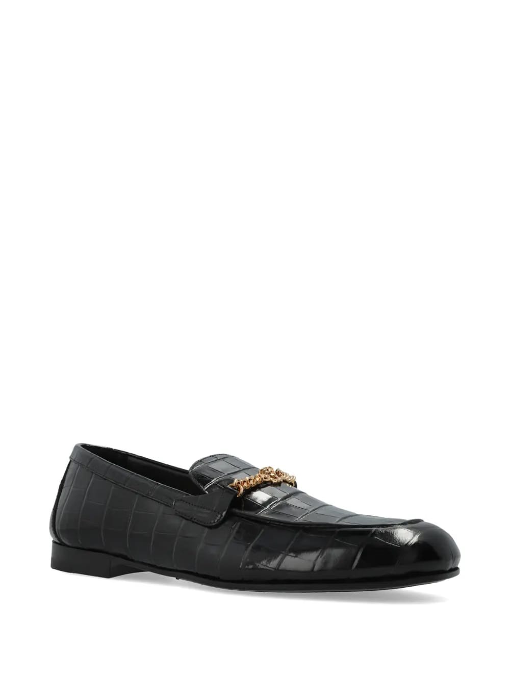 chain embossed leather loafers