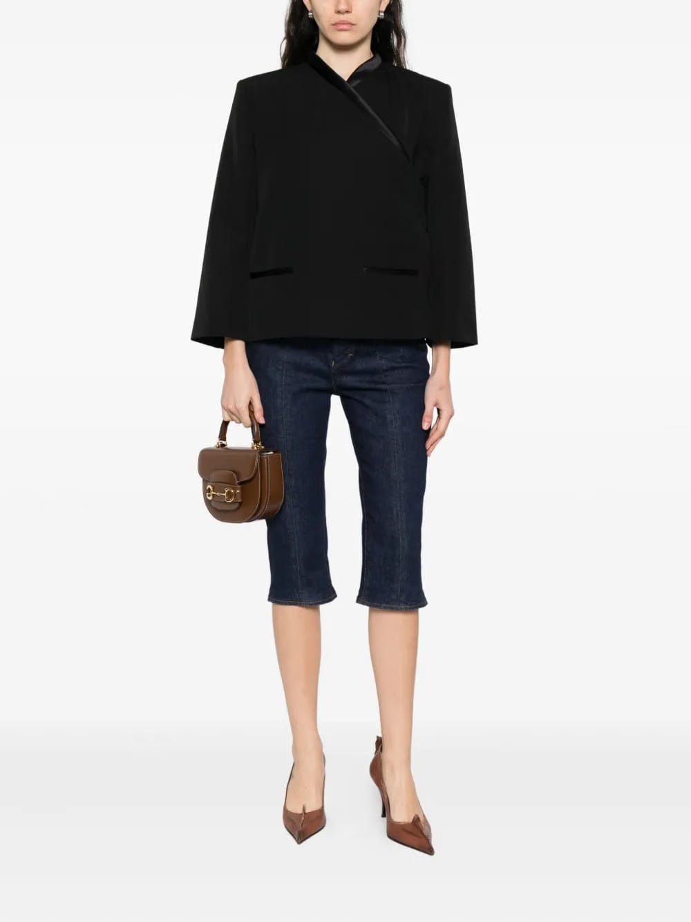 satin-trimmed wrap jacket