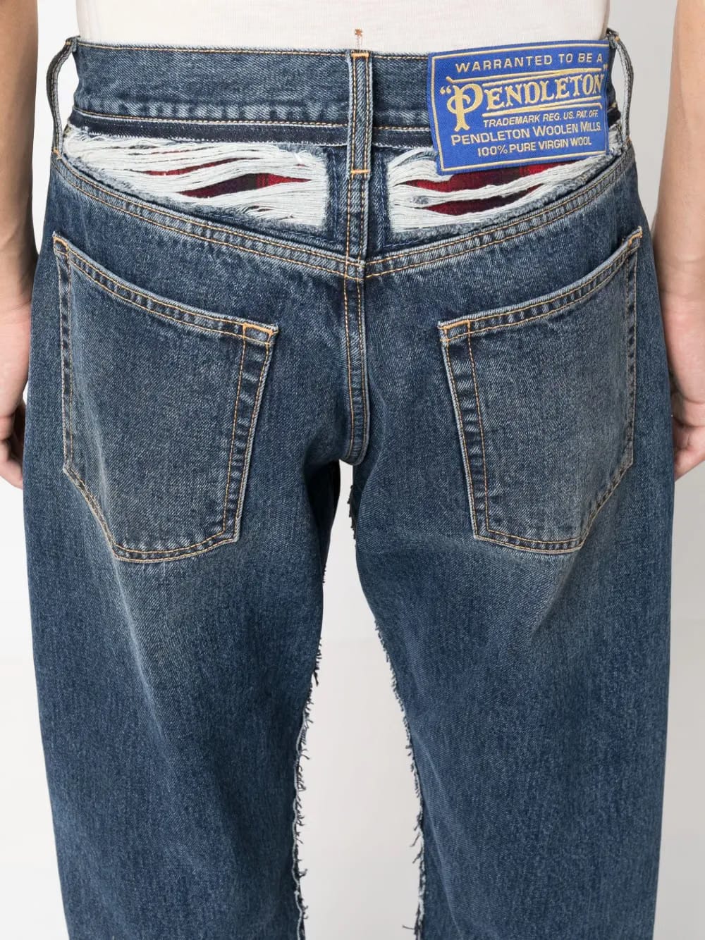 x Pendleton yoke-detail tapered jeans