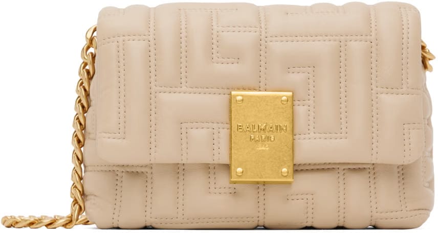 Balmain Beige Mini 1945 Shoulder Bag
