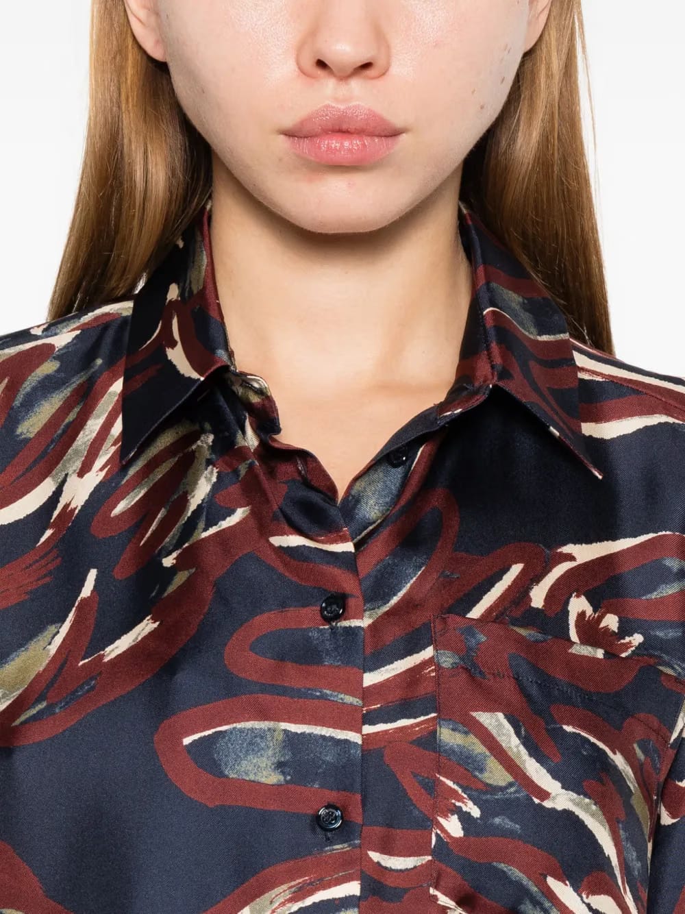 buttoned abstract-pattern shirt