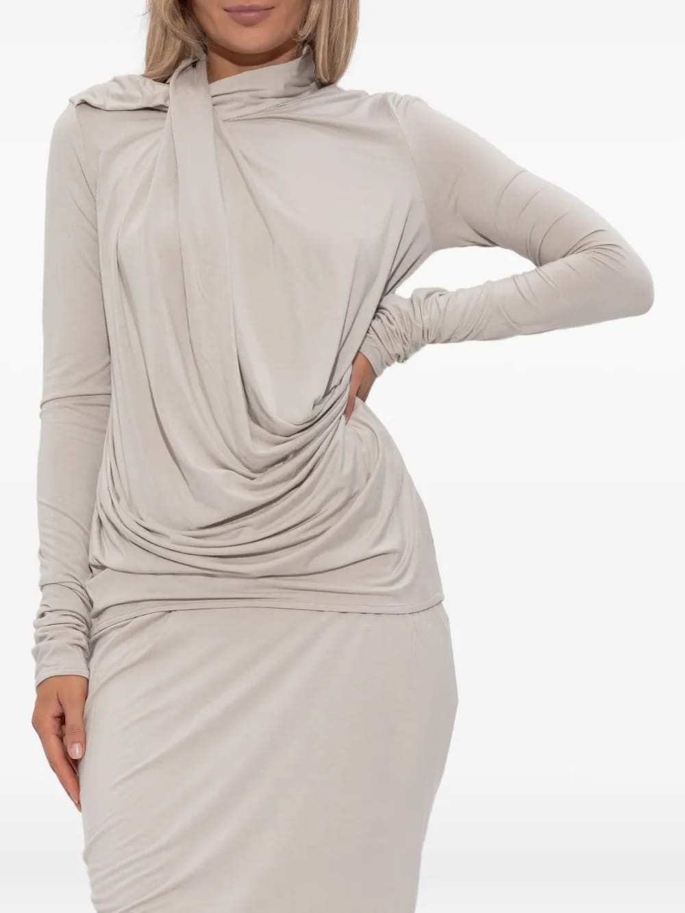 draped cowl-neck top