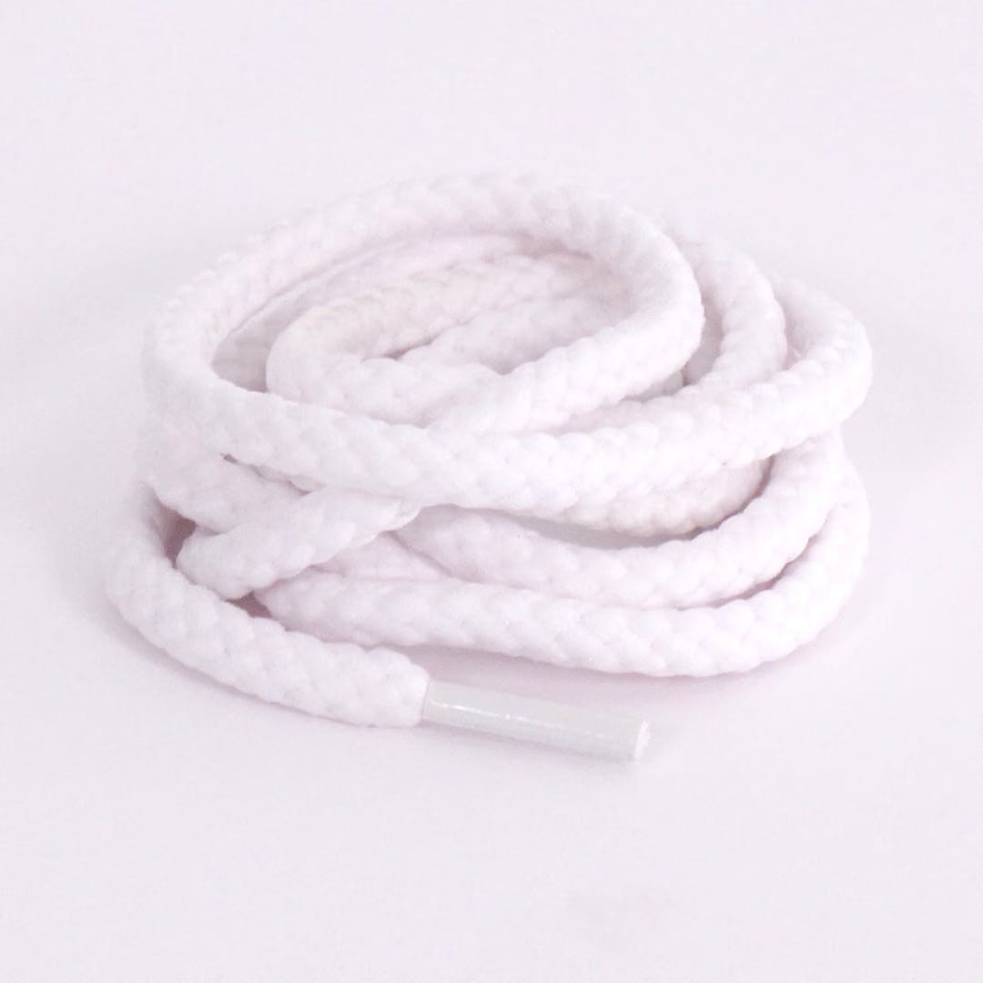 White Braided Rope Slim Sneaker Laces Premium Slimcord Shoelaces by KNOTTY