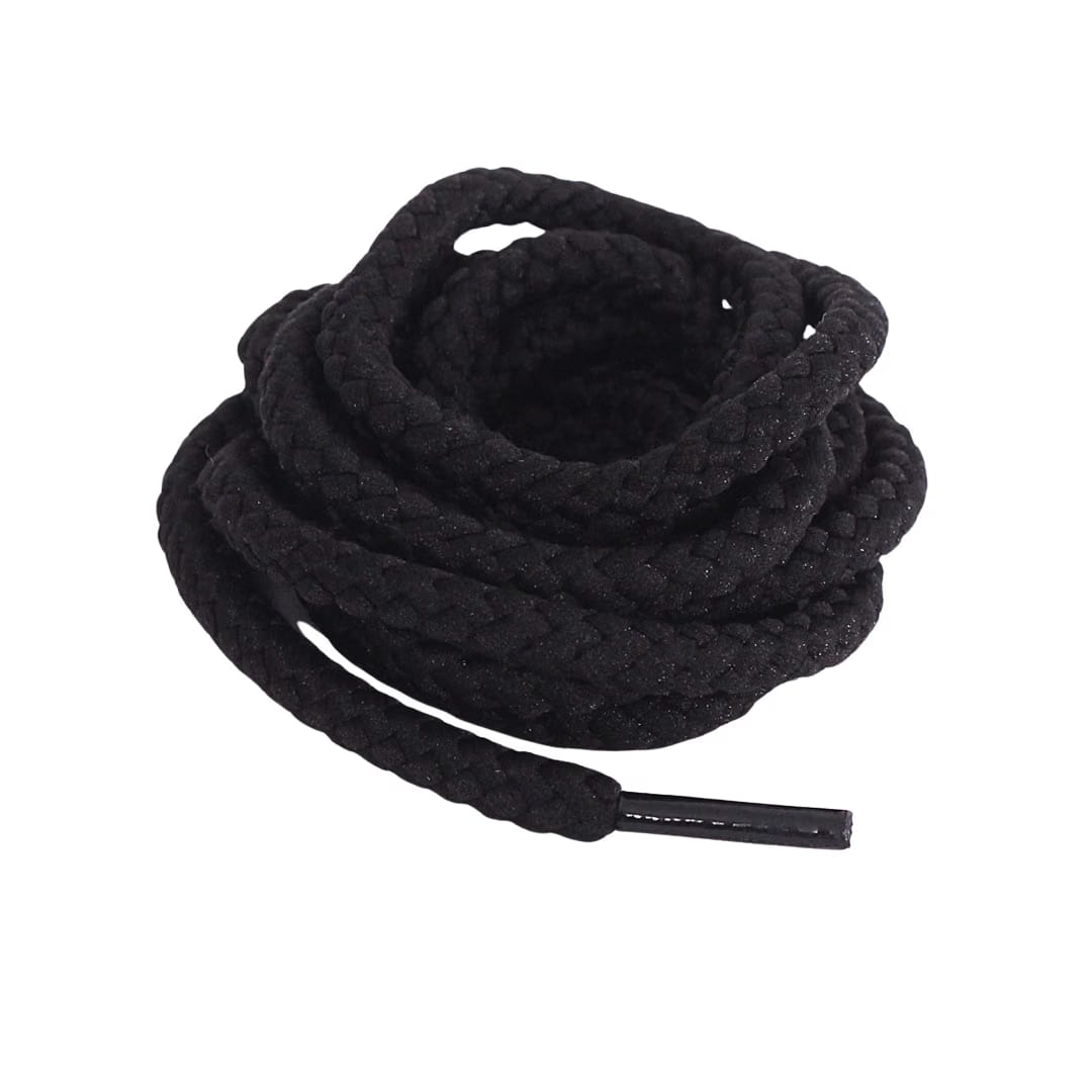 Black Braided Rope Slim Sneaker Laces Premium Slimcord Shoelaces by KNOTTY