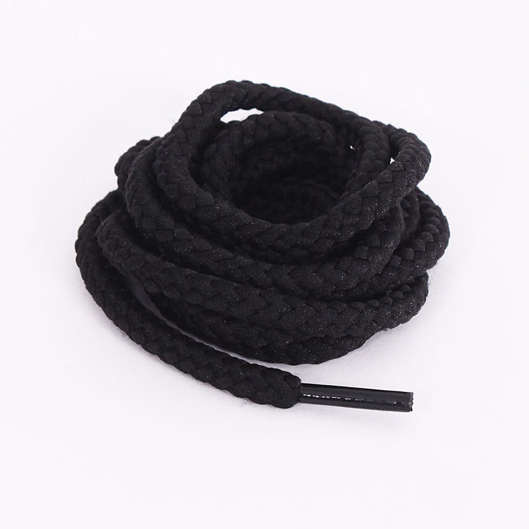 Black Braided Rope Slim Sneaker Laces Premium Slimcord Shoelaces by KNOTTY