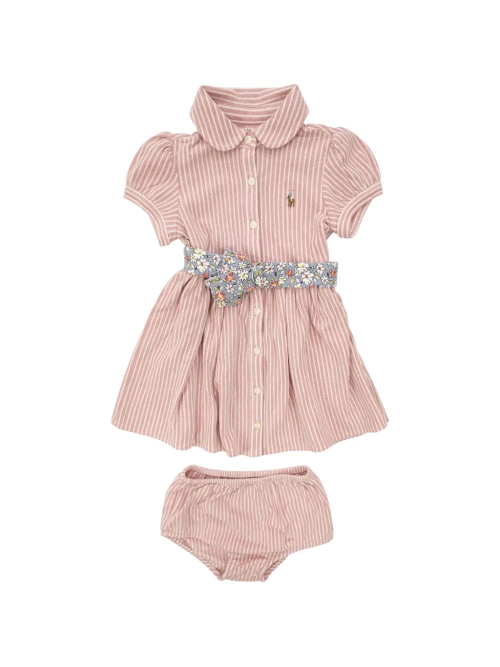 striped belted dress set (set of two)