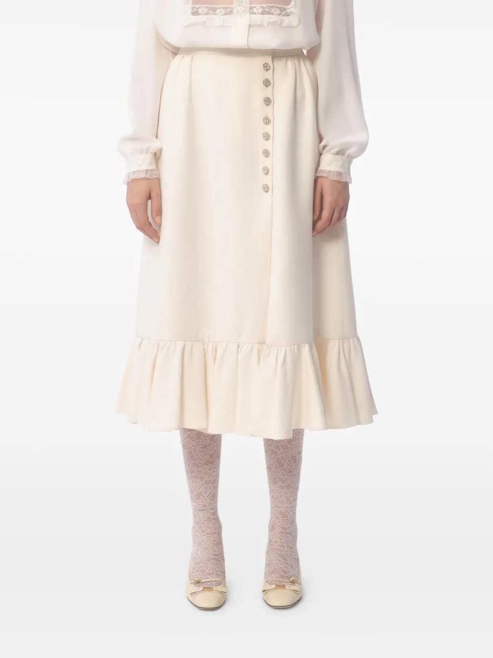 crepe midi skirt